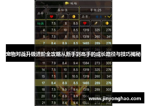 宠物对战升级进阶全攻略从新手到高手的成长路径与技巧揭秘